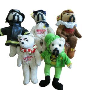 Lot of 5 Pahrump Terrible's Casino Plush Bears  2002/2003 series